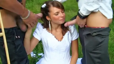 Wearing Her Wedding Sundress While Having A Gang Party